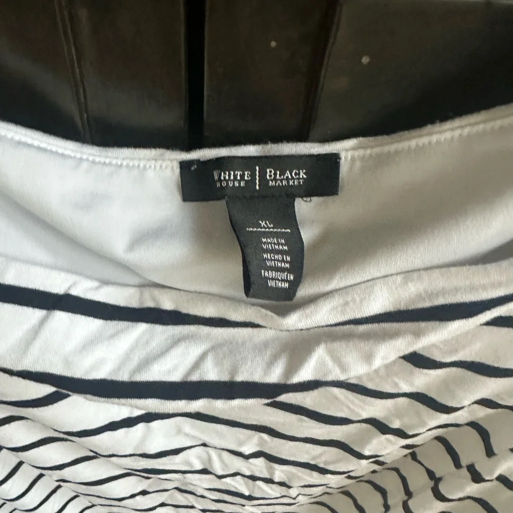 White House Black Market Navy Striped Long Sleeve Top - Picture 2 of 2